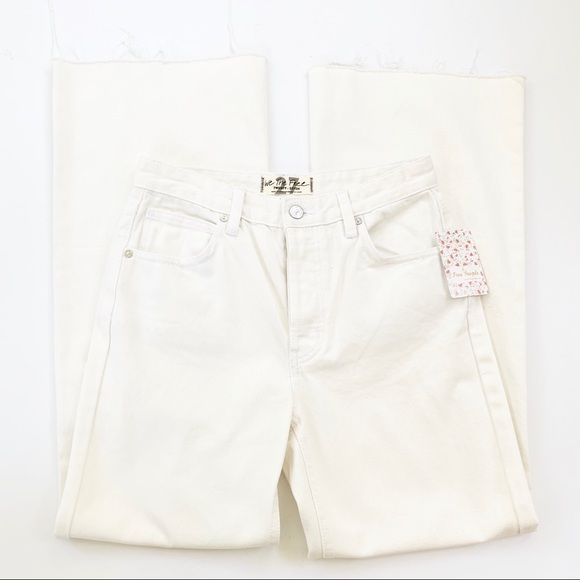 Free People High Rise Straight Flare White Jeans - Picture 9 of 10